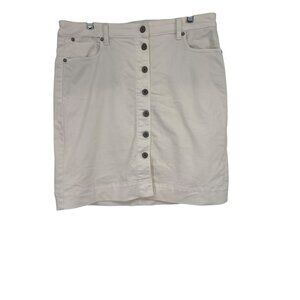 Talbots Womens ivory Button-Front Denim Skirt Size 12 stretch